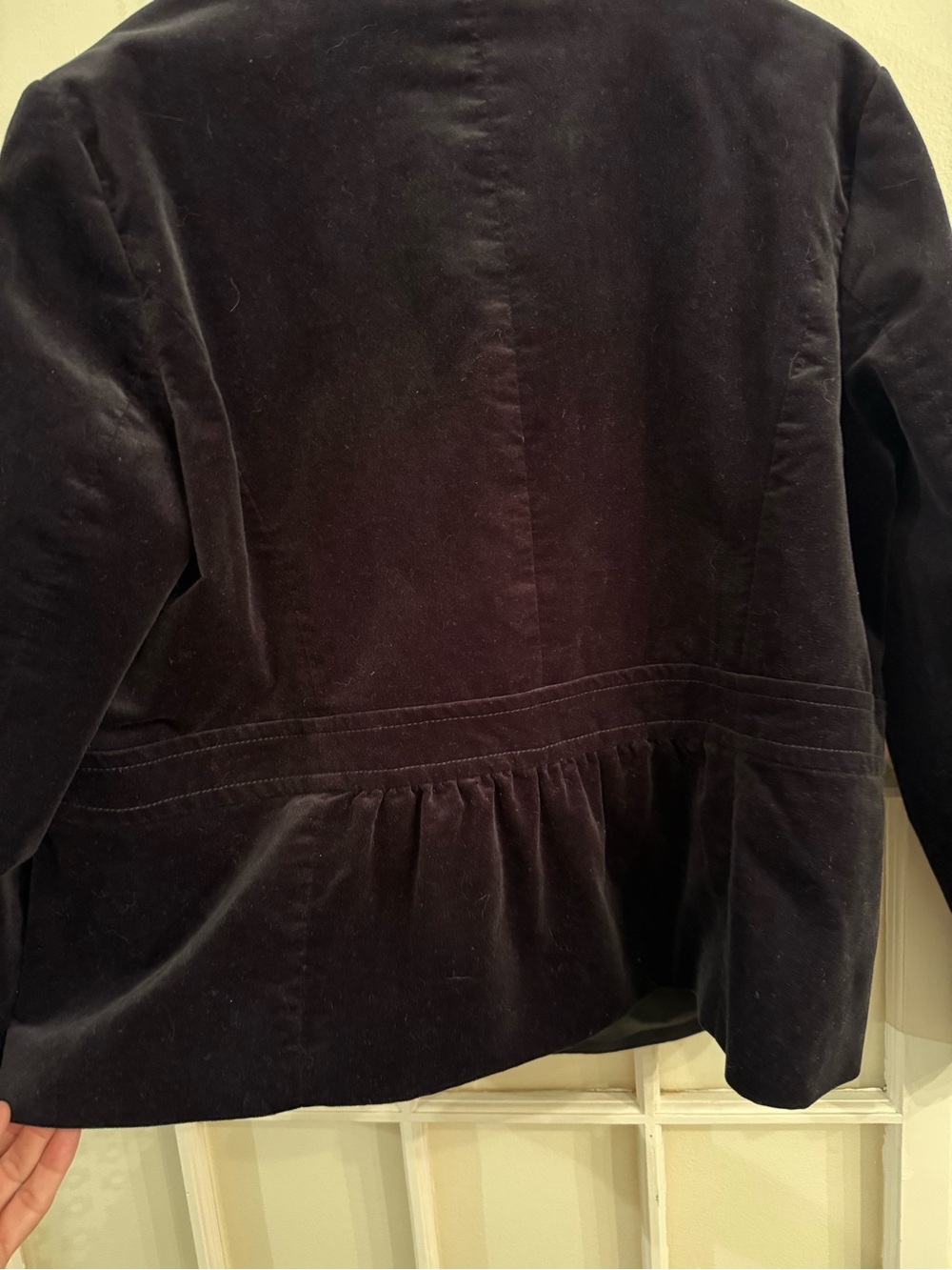 Talbots Women Petites 14 Black Velvet Button Front Blazer Jacket Utility Pocket - Picture 2 of 14